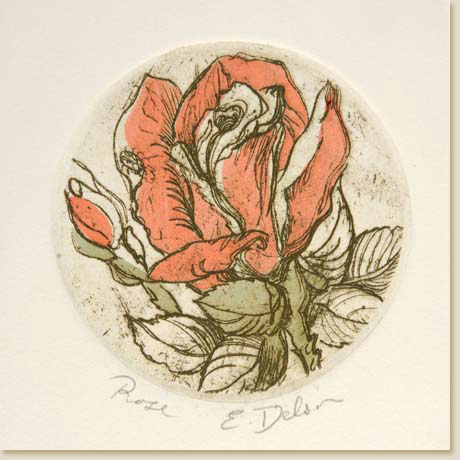 Floral Roundel Series: Rose (red) by Elizabeth Delson
