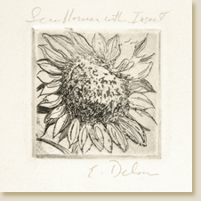 Miniatures 03: Sunflower with Insect by Elizabeth Delson