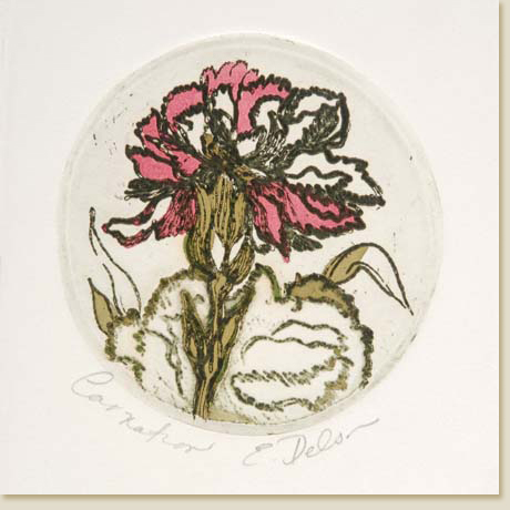 Floral Roundel Series: Carnations by Elizabeth Delson