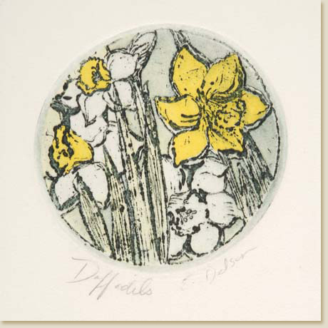Floral Roundel Series: Daffodils by Elizabeth Delson
