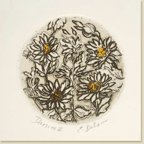 Floral Roundel Series: Daisies II by Elizabeth Delson