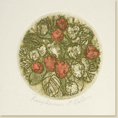 Floral Roundel Series: Raspberries by Elizabeth Delson