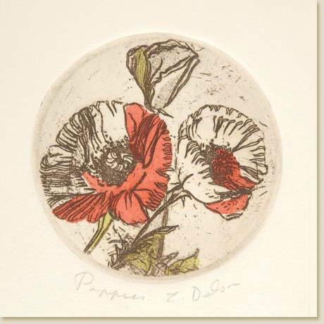 Floral Roundel Series: Poppies by Elizabeth Delson