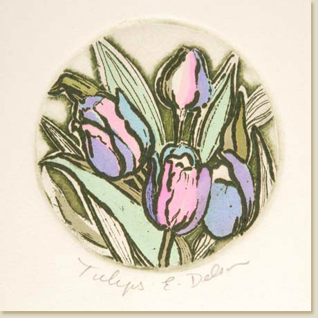 Floral Roundel Series: Tulips by Elizabeth Delson