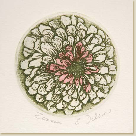 Floral Roundel Series: Zinnia by Elizabeth Delson